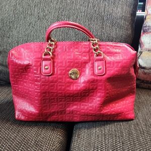 Tommy Hilfiger Red Satchel with Gold Accents